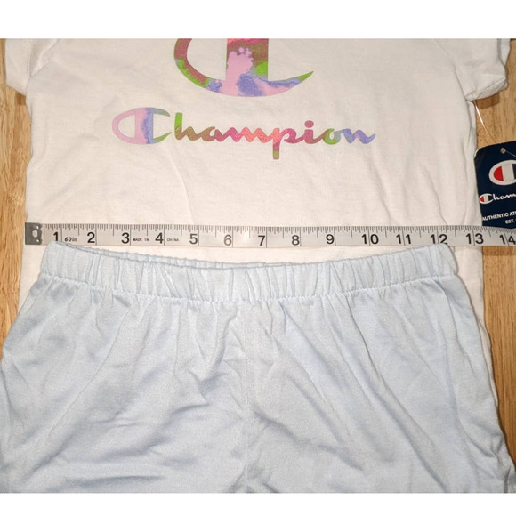 Champion Girls 2pc Blue Short & Logo Script Tee Set Size 6/8 - Picture 3 of 10